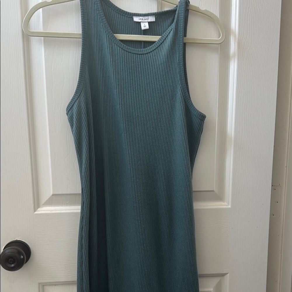 Sleeveless Teal Ribbed Dress